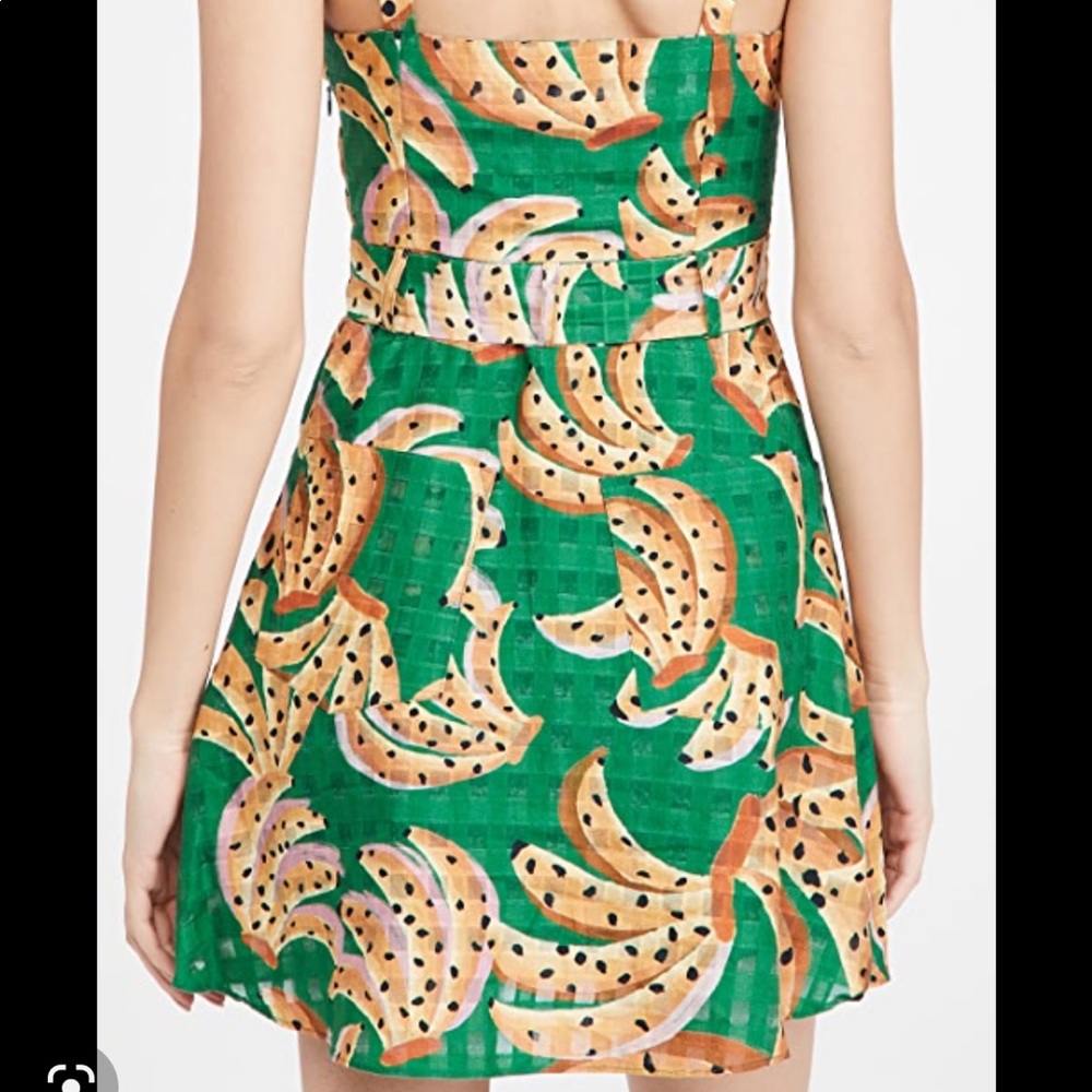 Farm Rio green raining bananas mini dress